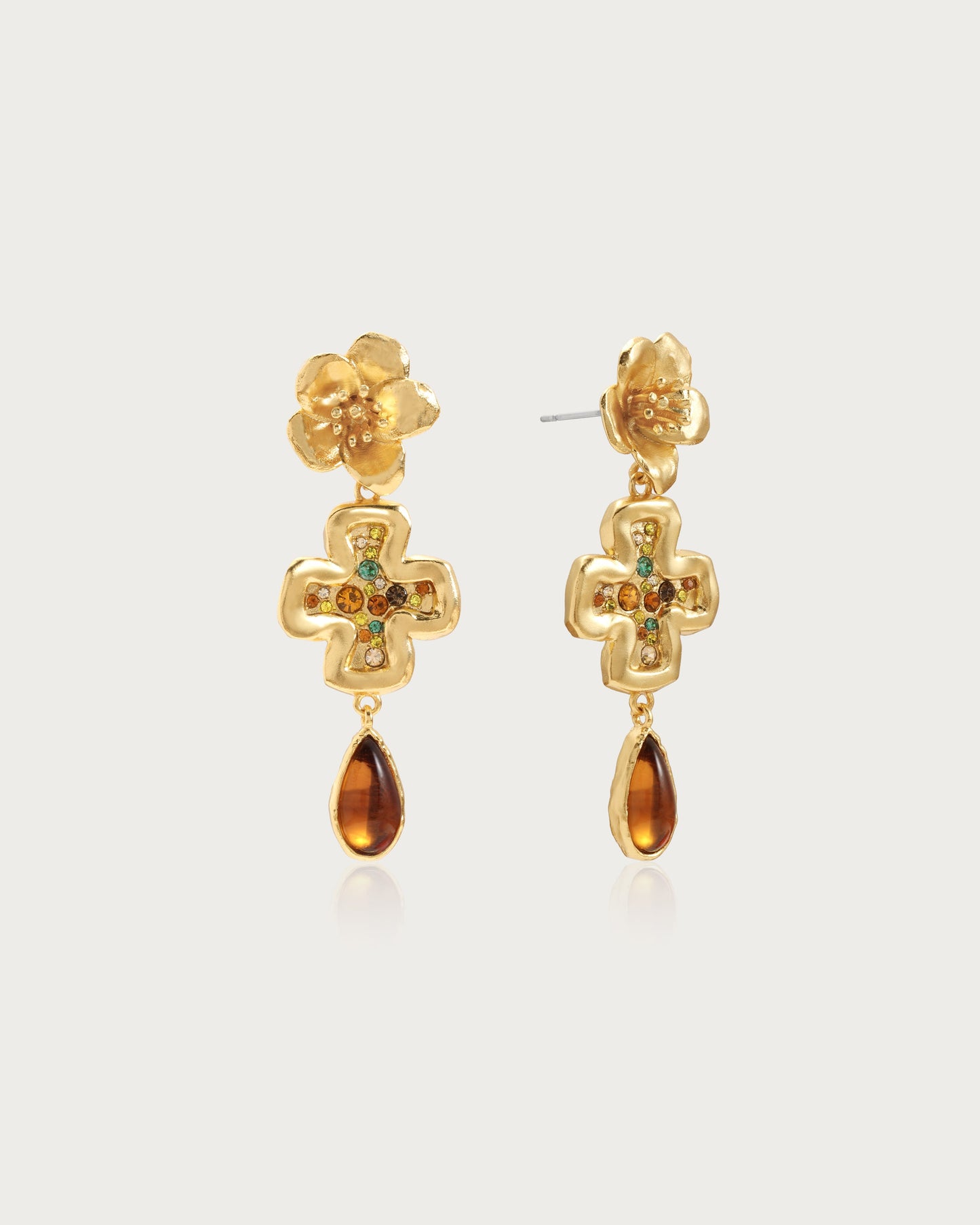 Floral Cross Earrings