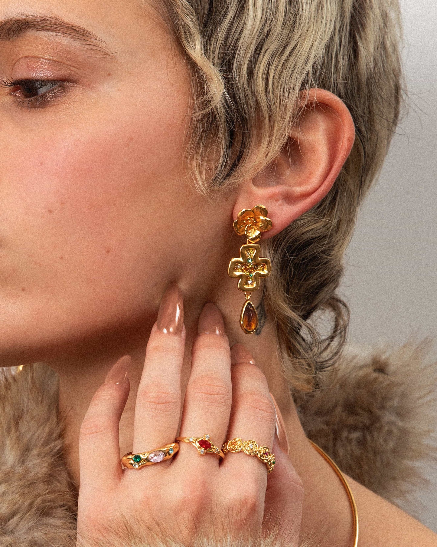 Floral Cross Earrings